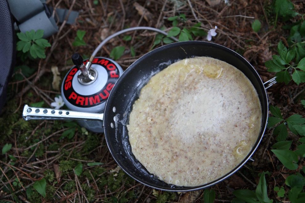 flipping pancakes in the forest