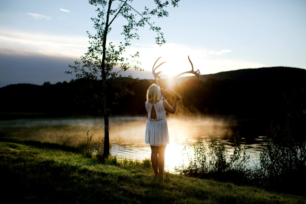 raindeer girl nordic ligth sheep