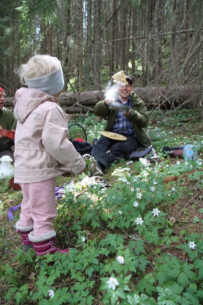 flipping pancakes in the forest